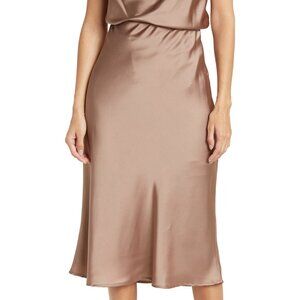 Renee C. Satin A-Line Skirt - Brown